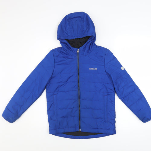Regatta Boys Blue Hooded Puffer Jacket 9-10 Years Insulated Winter Coat