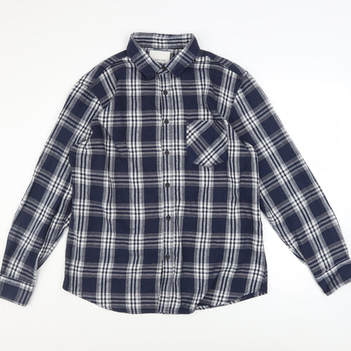 Curated Utility Men's Blue Plaid Flannel Long Sleeve Button-Up Shirt XL