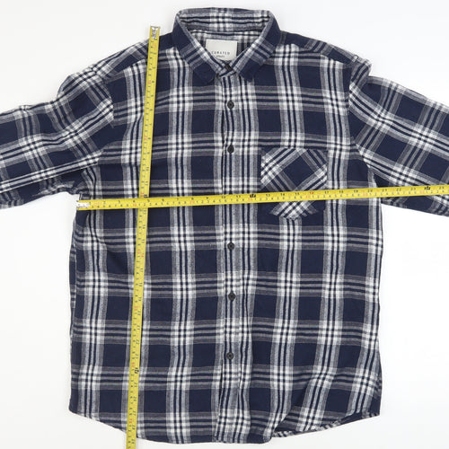 Curated Utility Men's Blue Plaid Flannel Long Sleeve Button-Up Shirt XL