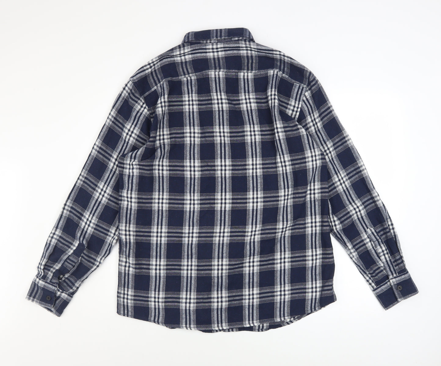 Curated Utility Men's Blue Plaid Flannel Long Sleeve Button-Up Shirt XL