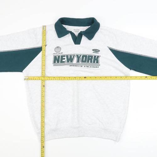 Primark Girls Grey Collared Pullover Sweatshirt 11-12 Years New York Graphic