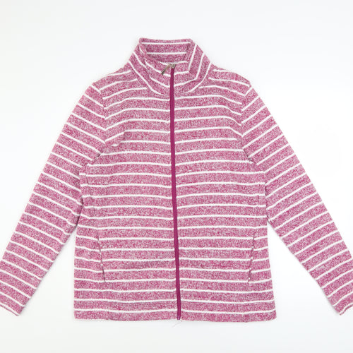 Julipa Womens Pink Stripe Full Zip Fleece Jacket Size 16