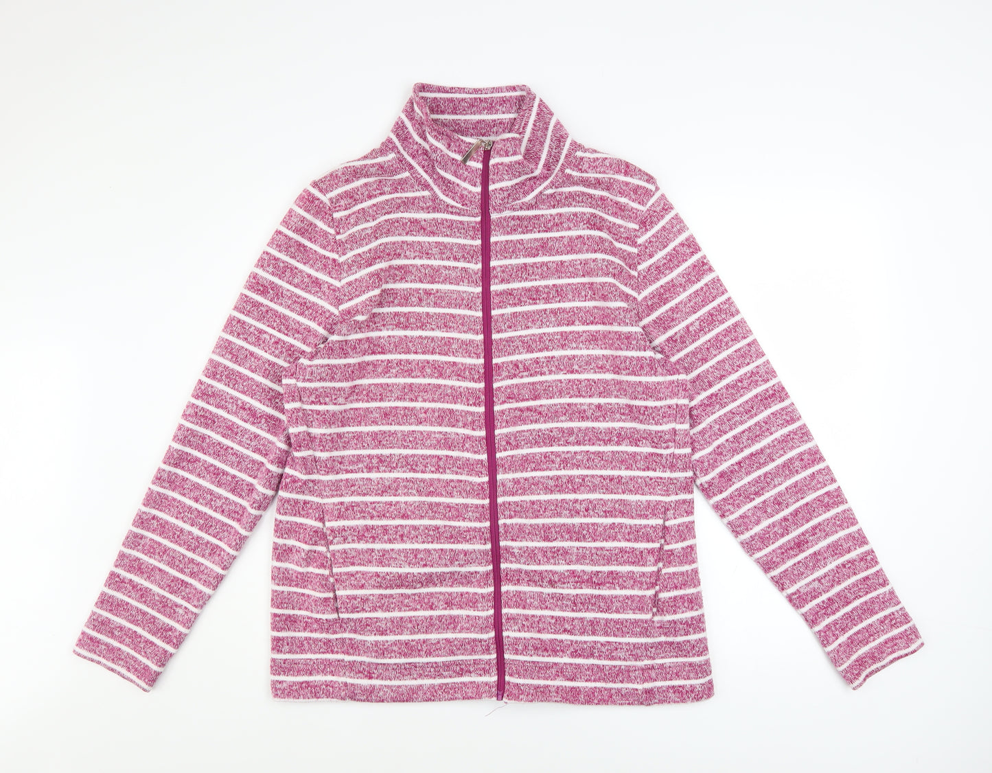 Julipa Womens Pink Stripe Full Zip Fleece Jacket Size 16