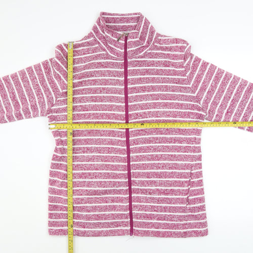 Julipa Womens Pink Stripe Full Zip Fleece Jacket Size 16