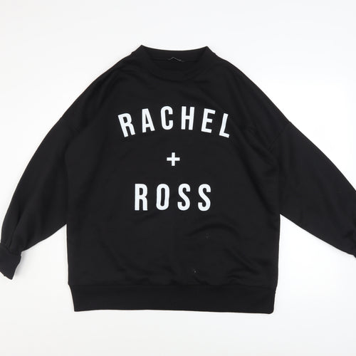 Boohoo Women Black Medium Pullover Sweatshirt Rachel + Ross Graphic
