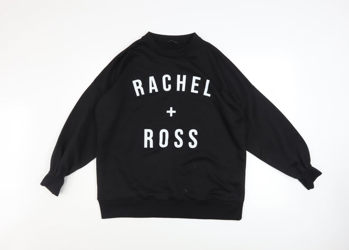 Boohoo Women Black Medium Pullover Sweatshirt Rachel + Ross Graphic