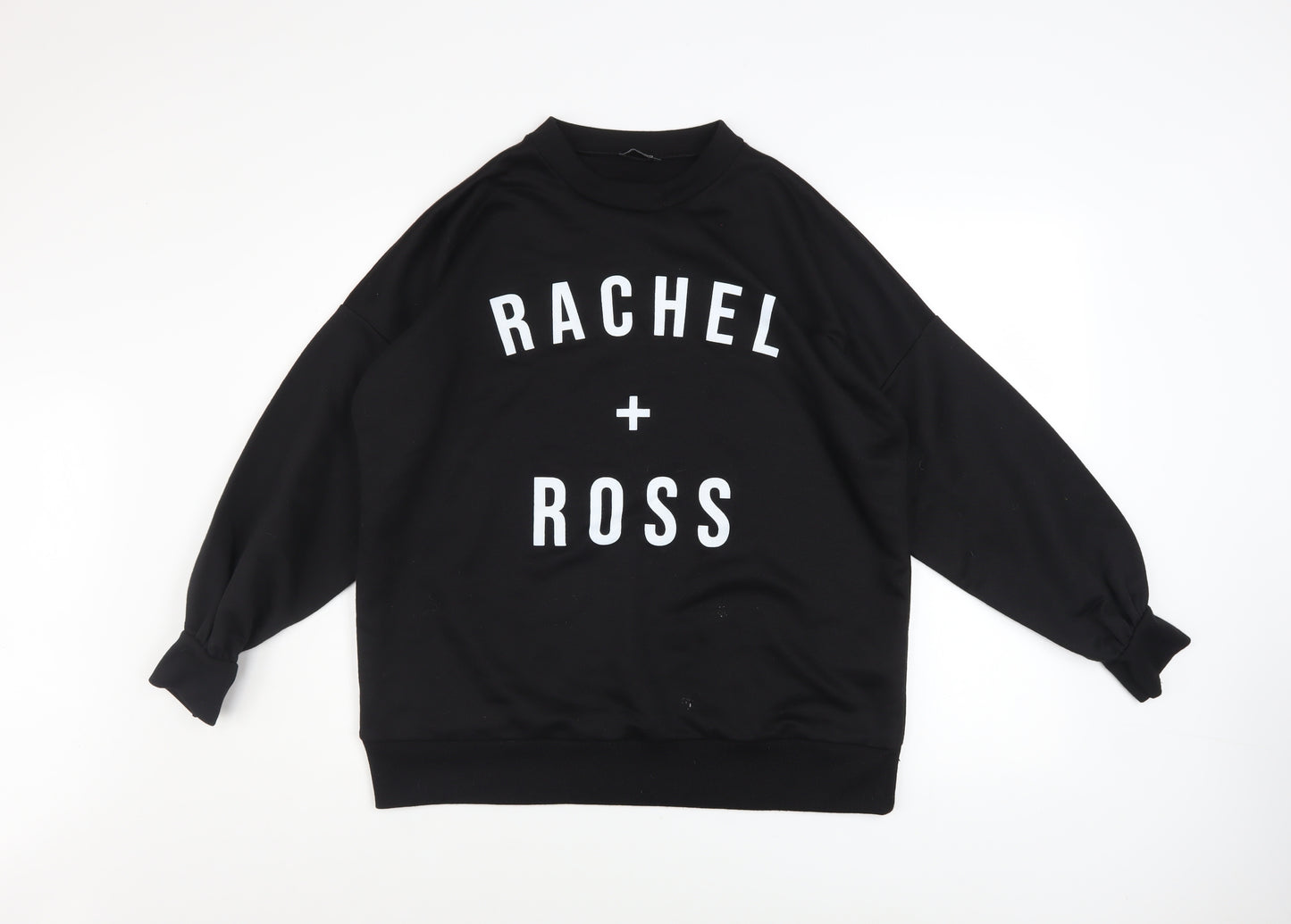 Boohoo Women Black Medium Pullover Sweatshirt Rachel + Ross Graphic