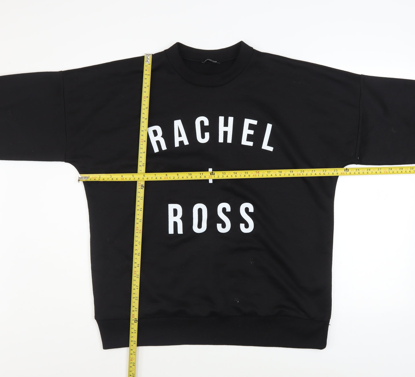 Boohoo Women Black Medium Pullover Sweatshirt Rachel + Ross Graphic