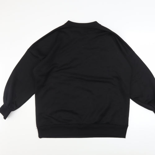 Boohoo Women Black Medium Pullover Sweatshirt Rachel + Ross Graphic