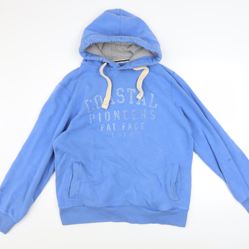 Fat Face Men's Blue Pullover Hoodie M Graphic Cotton Blend