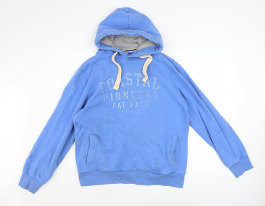 Fat Face Men's Blue Pullover Hoodie M Graphic Cotton Blend