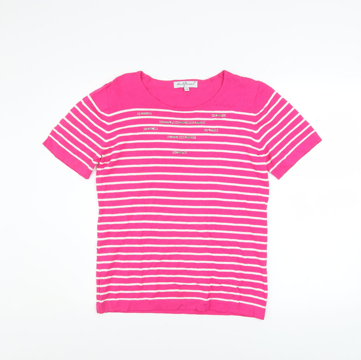Mudflower Women's Pink Striped Sequin Knit T-Shirt S