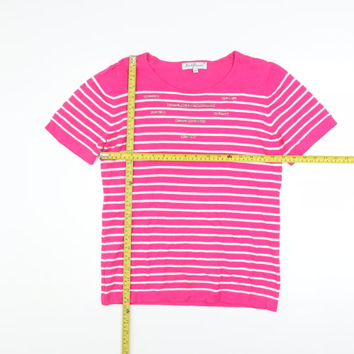 Mudflower Women's Pink Striped Sequin Knit T-Shirt S