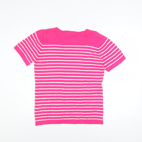 Mudflower Women's Pink Striped Sequin Knit T-Shirt S