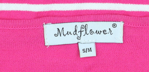 Mudflower Women's Pink Striped Sequin Knit T-Shirt S