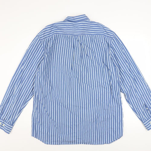 GANT Men's Blue Striped Long Sleeve Button-Up Cotton Shirt Size L