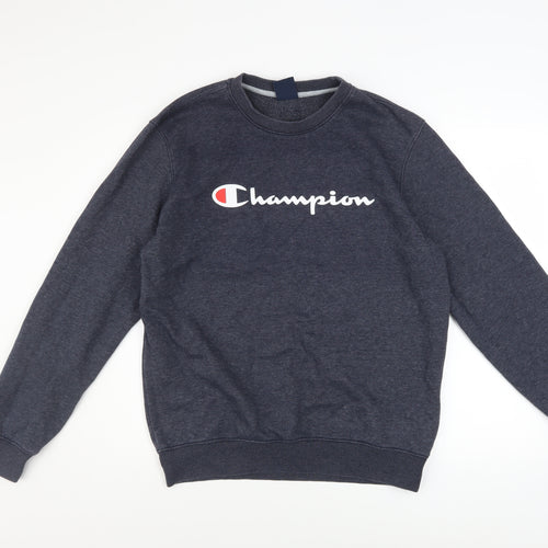 Champion Mens Blue Large Pullover Crew Neck Logo Sweatshirt