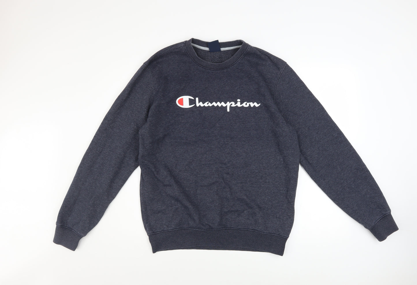 Champion Mens Blue Large Pullover Crew Neck Logo Sweatshirt