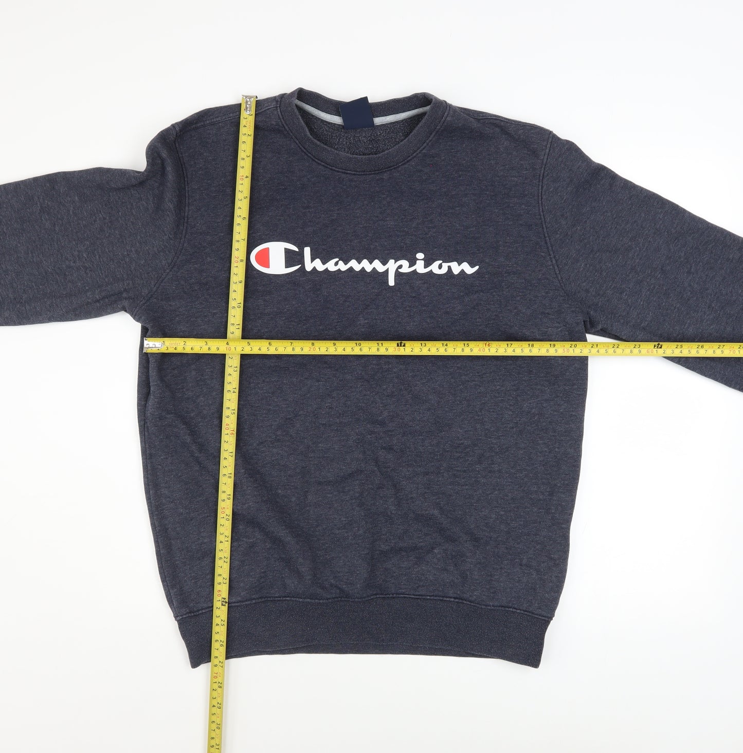 Champion Mens Blue Large Pullover Crew Neck Logo Sweatshirt