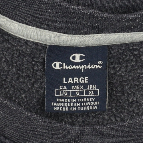 Champion Mens Blue Large Pullover Crew Neck Logo Sweatshirt