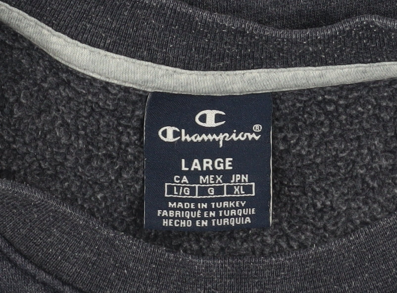 Champion Mens Blue Large Pullover Crew Neck Logo Sweatshirt