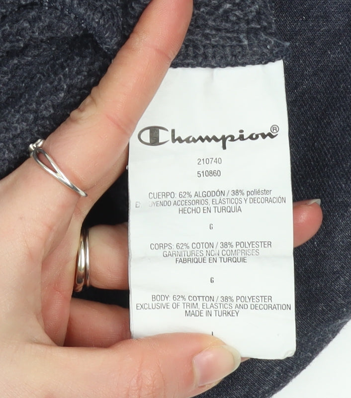 Champion Mens Blue Large Pullover Crew Neck Logo Sweatshirt