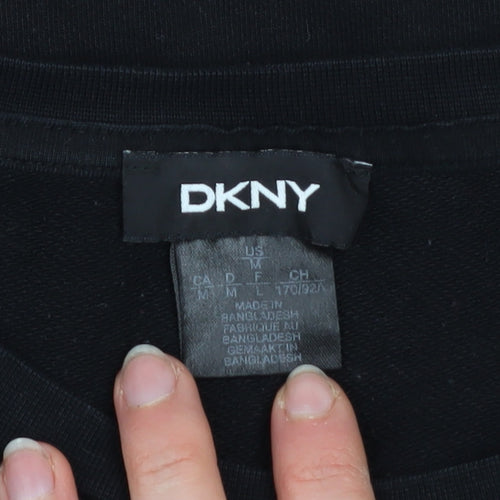 DKNY Womens Black Sequin Logo Long Sleeve T-Shirt Dress Size 12