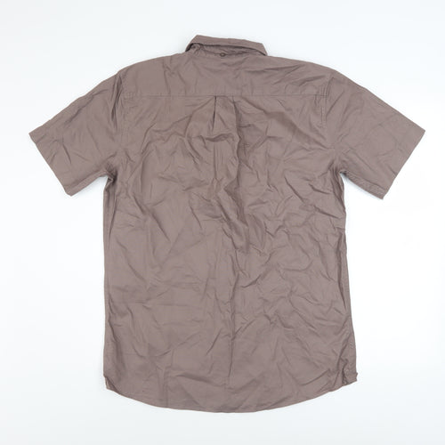 Dunnes Stores Men's Brown Slim Fit Cotton Short Sleeve Shirt L