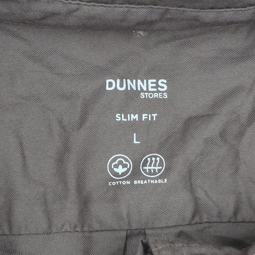 Dunnes Stores Men's Brown Slim Fit Cotton Short Sleeve Shirt L