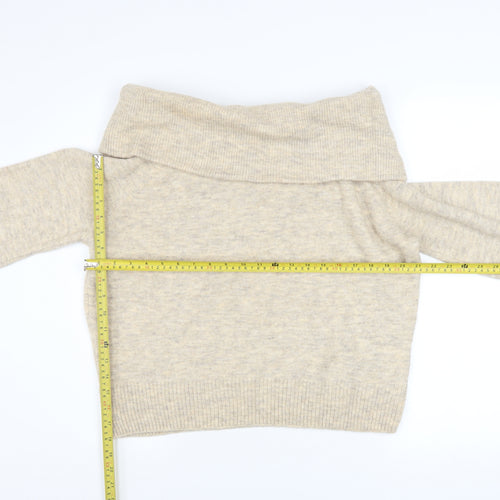 H&M Women Beige Cowl Neck Knit Jumper Size S