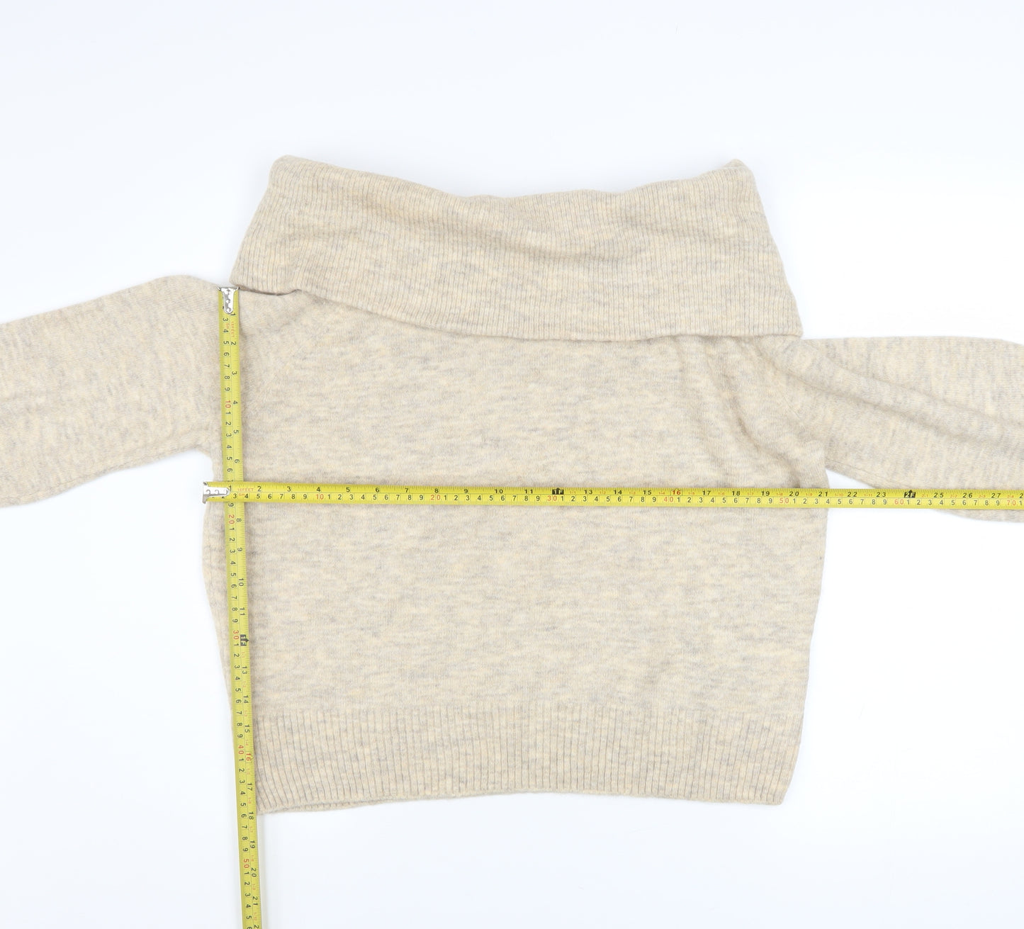 H&M Women Beige Cowl Neck Knit Jumper Size S