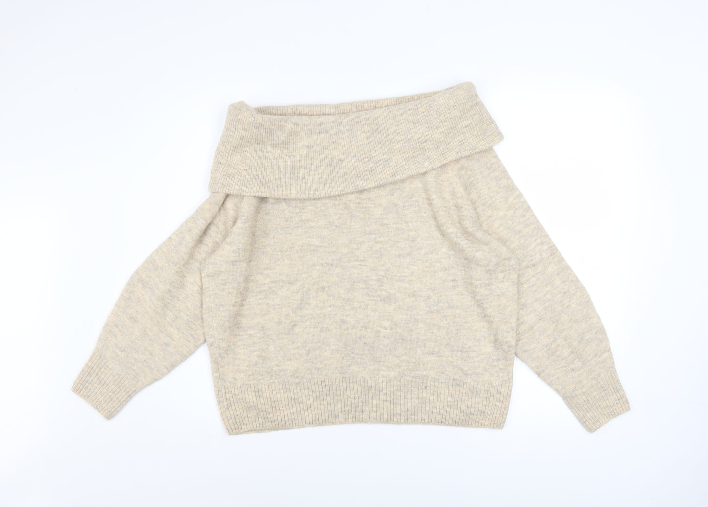 H&M Women Beige Cowl Neck Knit Jumper Size S