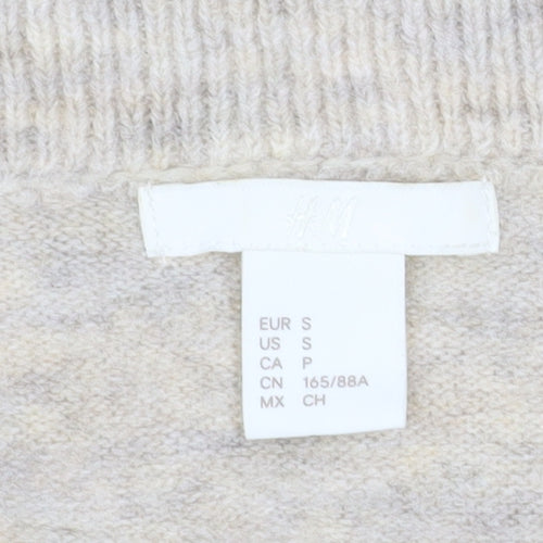 H&M Women Beige Cowl Neck Knit Jumper Size S