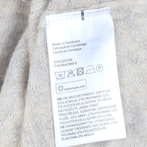 H&M Women Beige Cowl Neck Knit Jumper Size S