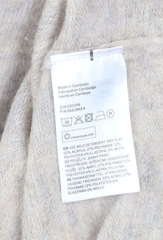 H&M Women Beige Cowl Neck Knit Jumper Size S