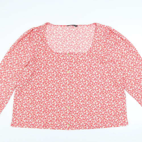 St. Bernard Women’s Pink Floral Long Sleeve Blouse Size 2XL