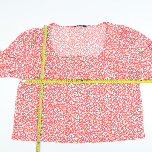 St. Bernard Women’s Pink Floral Long Sleeve Blouse Size 2XL