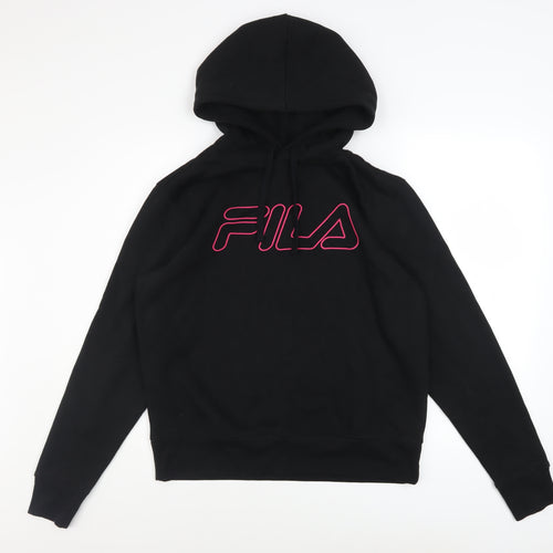 FILA Womens Black Hoodie Size 12 Pullover Hooded Sweatshirt