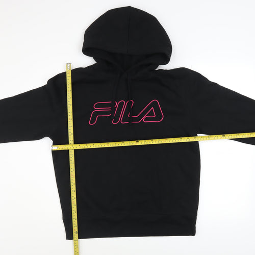 FILA Womens Black Hoodie Size 12 Pullover Hooded Sweatshirt