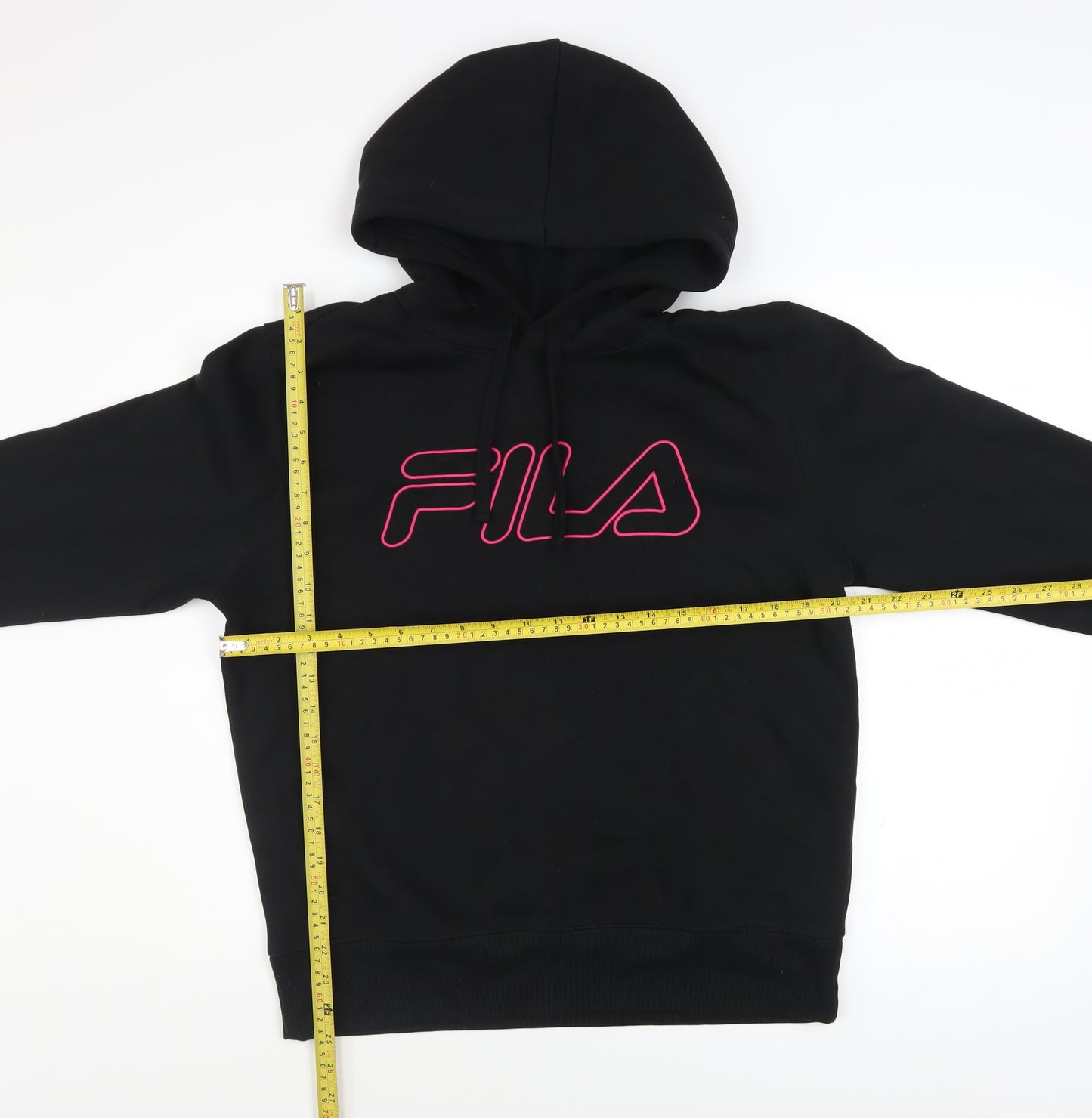 FILA Womens Black Hoodie Size 12 Pullover Hooded Sweatshirt