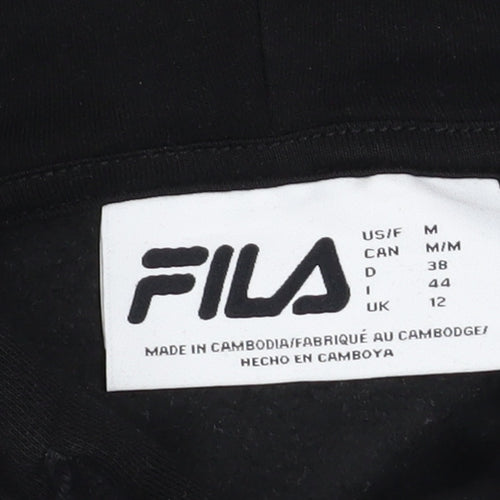 FILA Womens Black Hoodie Size 12 Pullover Hooded Sweatshirt