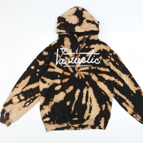 JustHoods Mens Brown Tie Dye Pullover Hoodie Size M Graphic Print