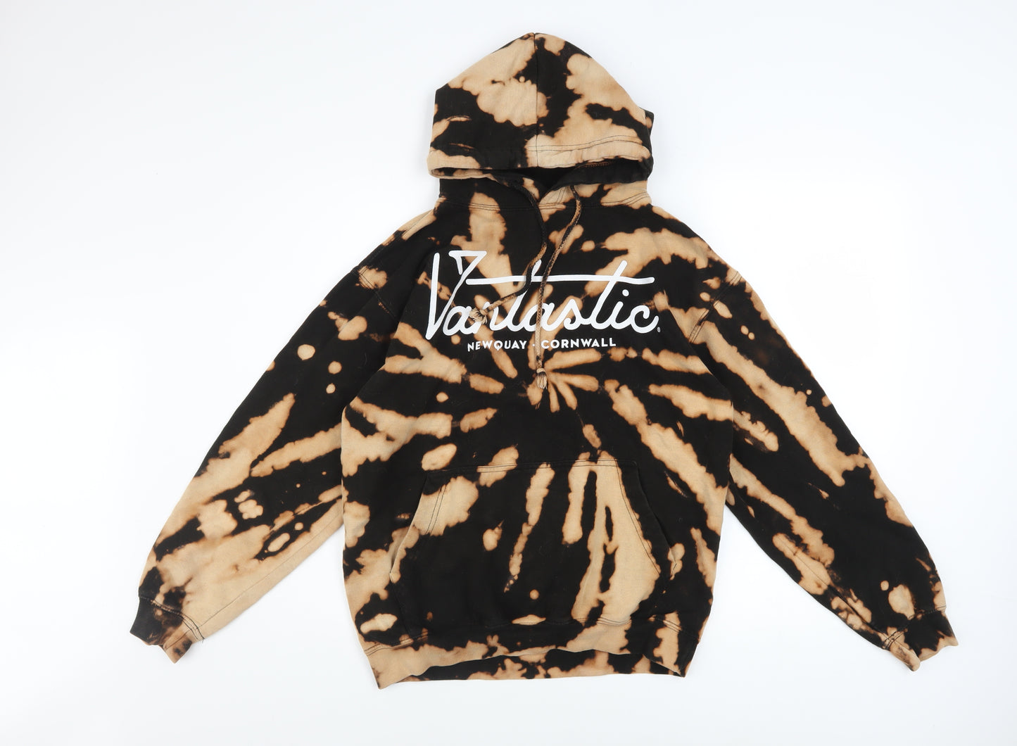JustHoods Mens Brown Tie Dye Pullover Hoodie Size M Graphic Print