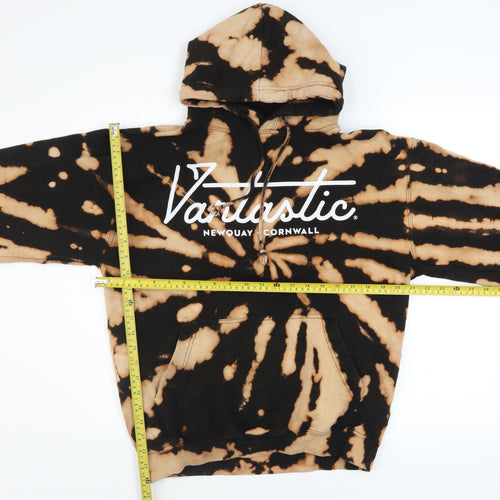 JustHoods Mens Brown Tie Dye Pullover Hoodie Size M Graphic Print