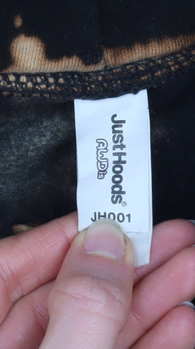 JustHoods Mens Brown Tie Dye Pullover Hoodie Size M Graphic Print