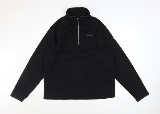 Craghoppers Mens Black Fleece 1/4 Zip Pullover Sweatshirt Size L