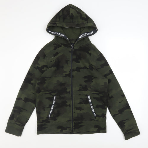 Hollister Men's Green Camo Full Zip Hoodie XS Cotton Blend