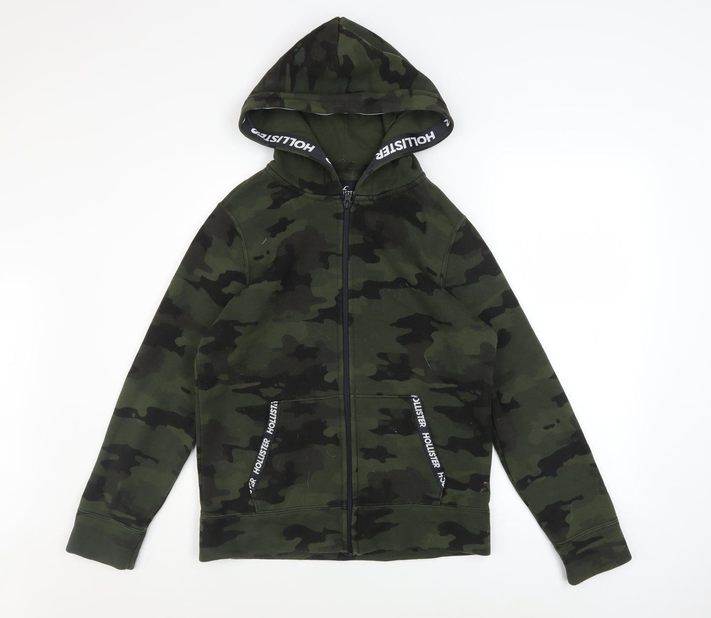 Hollister Men's Green Camo Full Zip Hoodie XS Cotton Blend
