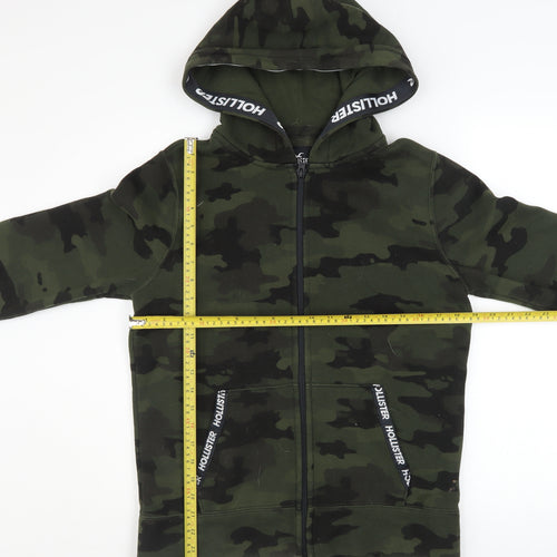 Hollister Men's Green Camo Full Zip Hoodie XS Cotton Blend