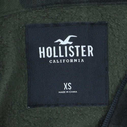 Hollister Men's Green Camo Full Zip Hoodie XS Cotton Blend